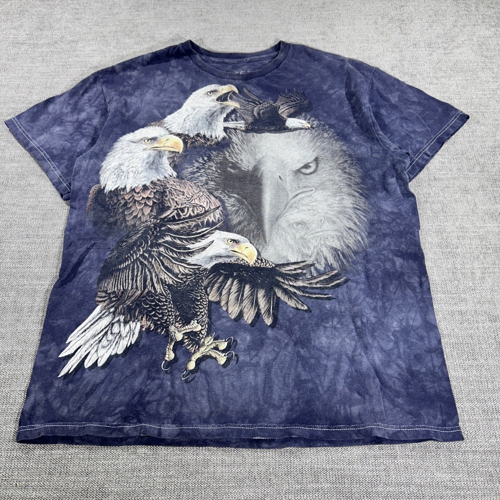 The Mountain Eagle Graphic T-Shirt Mens L Blue Tie Dye Excellent Nature Tee